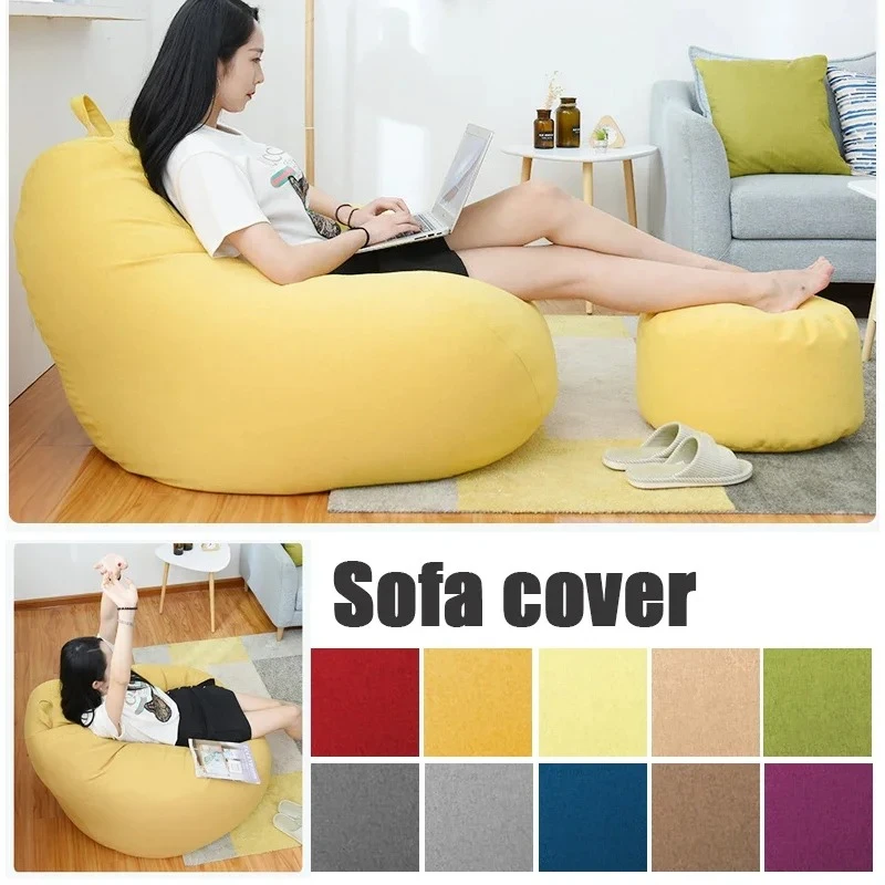 OTAUTAU Cotton Linen Bean Bag Cover DD002【No Filler Inside!You Need To Fill It By Yourself !】