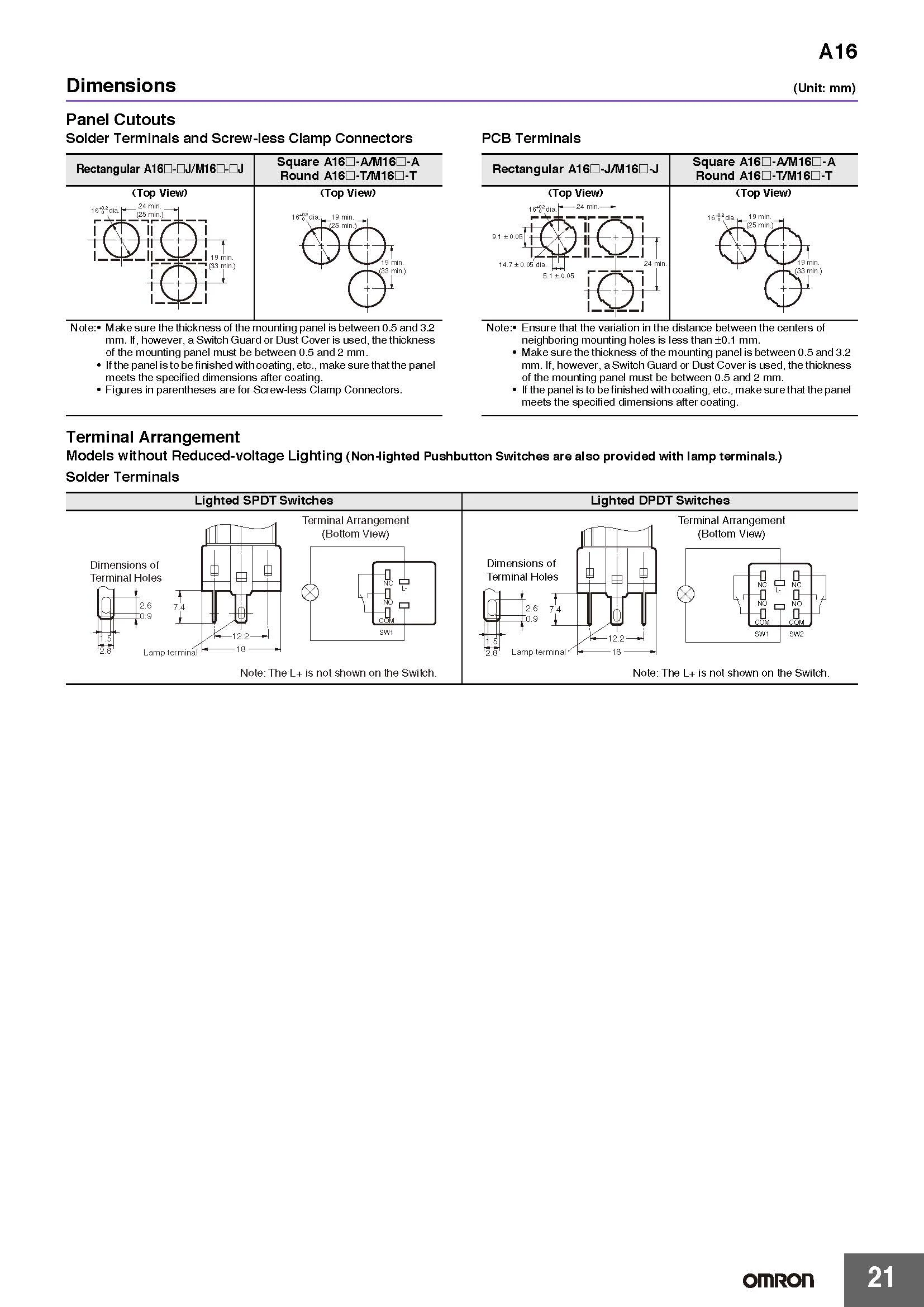 OMRON A16 Serie Rechteckiger Drucktastenschalter - Grün Rot Gelb Weiß Ohne Beleuchtung Reset A16-JGM-2 RYW 1 Authentisches Original – Detail 22