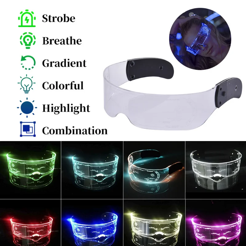 Led Visor Glasses Led Light Up Glasses With 8 Modes For Cosplay Rave  Festivals Halloween Bars Clubs Parties