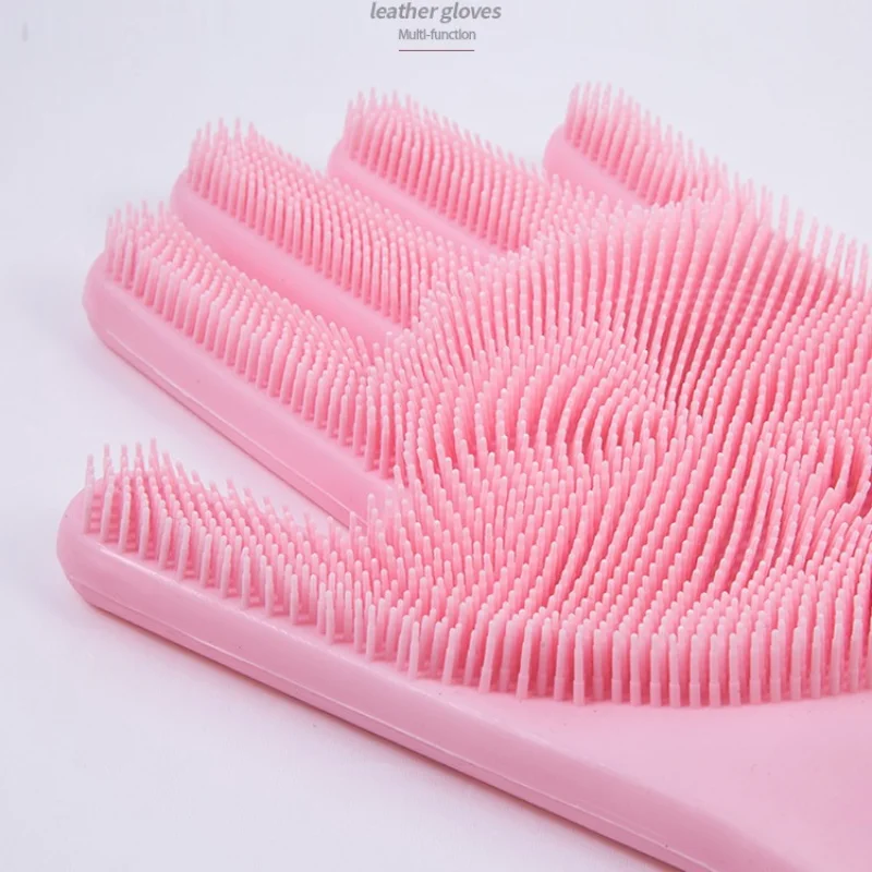 Silicone Dishwashing Gloves Household Use Kitchen Cleaning Gloves Car Washing Clothes Washing Bathing Cleaning Tools