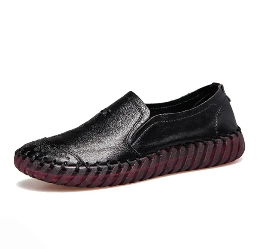 Women Shoes classic Loafers Women Flats Genuine Leather Shoes Flat Women Soft bottom non-slip Bottom Ladies Shoes Large size