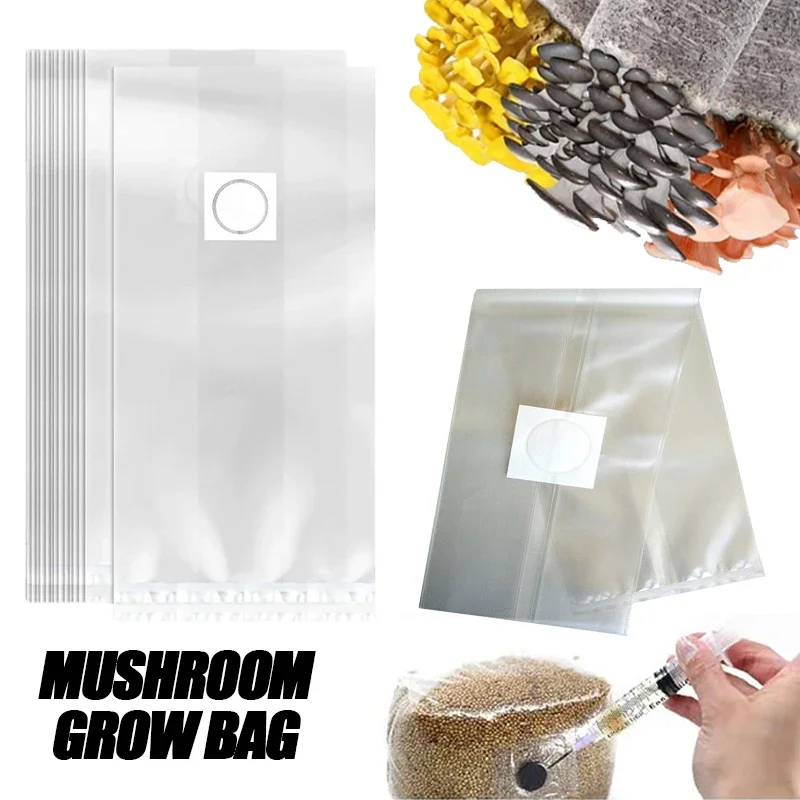10-50Pcs Pp Mushroom Spawn Grow Bags Spawn Media Grow Substrato Forniture Da Giardino Pre Sigillabili Ad Alta Temperatura Piantare Sacchetti Ventilati
