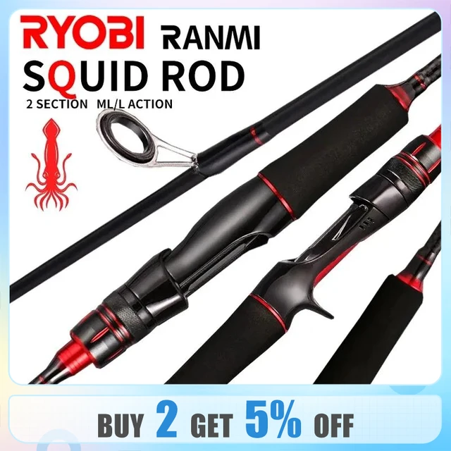 RYOBI RANMI Squid Rod 1.98m/2.1m ML/L 2 Section Fishing Rod Light Weight  Carbon Fiber Fishing Pole Spinning Casting Lure Rods - AliExpress