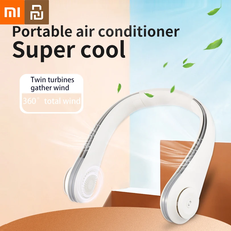 

Xiaomi Youpin Mini Neck Fan Portable Hanging Neck Fan 3600mAh Bladeless Mute Fans Air Conditioning Cooler for Sports Fan New