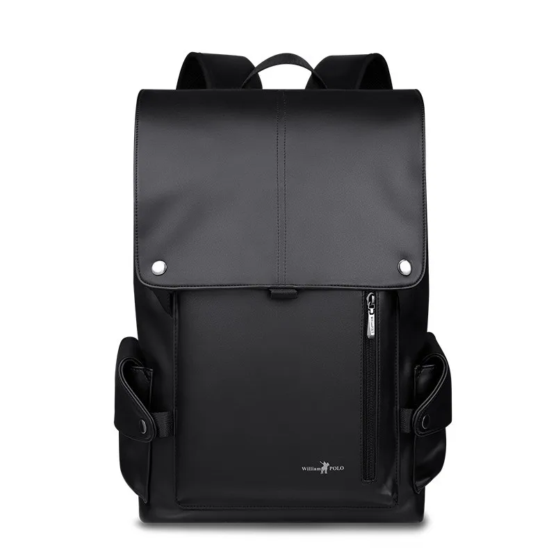 WILLIAMPOLO Male Backpack For Teenagers Fashion Microfiber Fit 15 Laptop Luxury Backpack For Boys School Bags Black