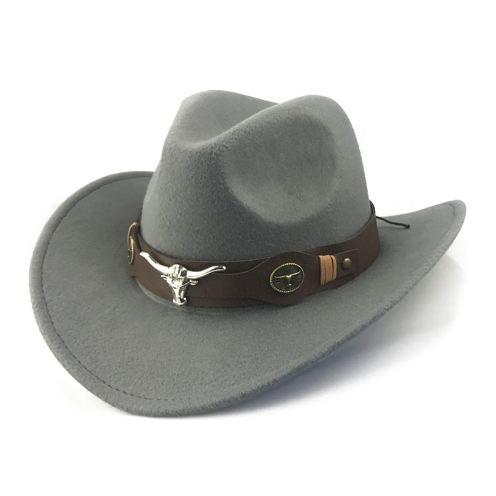 Cowboy Hat Fedora Roll Brim Hat Bull 