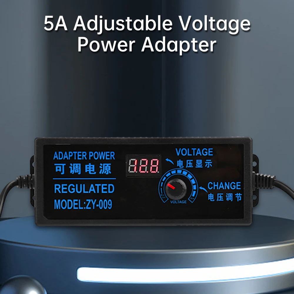 Power Adapter Power Supply Switching Power Supply AC110V 220V To DC3-24V 5A 5.5*2.5mm DC Inline Connector Adjustable Regulated