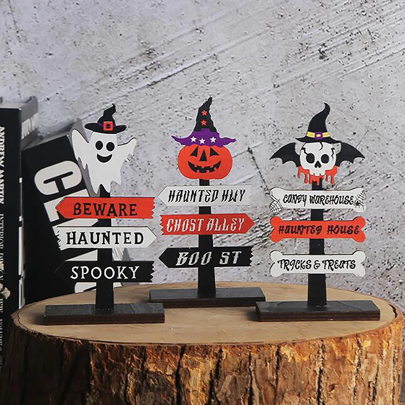 

Halloween Table Sign Scary Funny Retro Home Decoration Tabletop Ornament Wooden Sign Halloween Accessories For Homes Dining Room