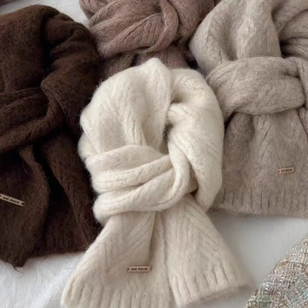 Korean Style Thick Knit Scarf Warm Soft Muffler Imitation Cashmere Scarf Warm Muffler Cold Weather - Image 2