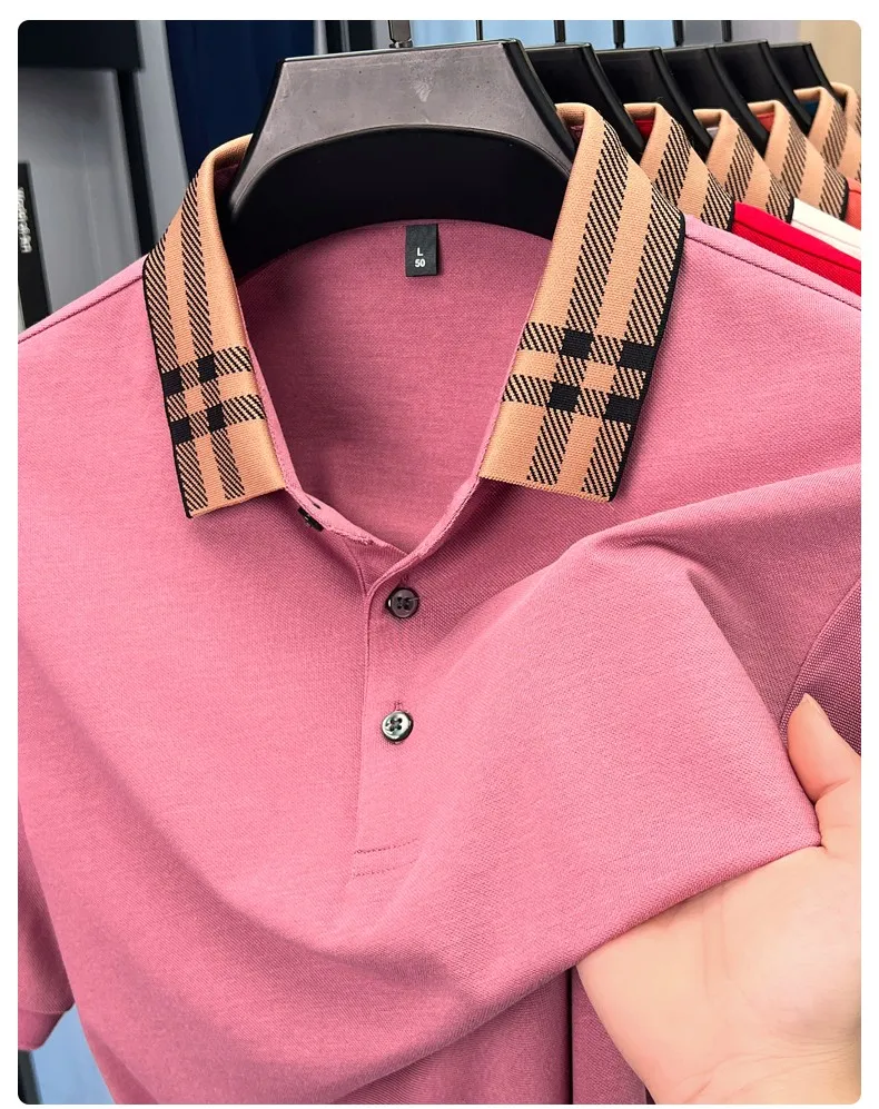 High quality striped lapel short sleeve T-shirt men's summer comfort fashion trend loose casual new breathable luxury polo shirt 23 Sb6e20ffba8234ce7a046e5299b3b6c83e
