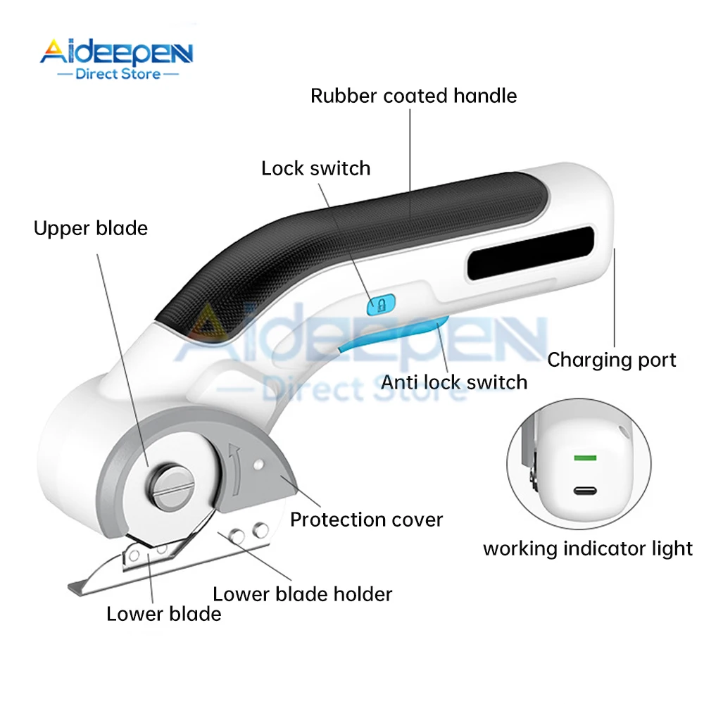 Multifunctional 3.6V Electric Scissors Fabric Cutting Machine Leather Scissors With Tungsten Steel Blades USB Rechargeable Tool 2