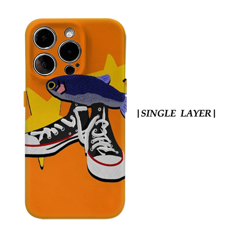 Funda CaseLumi Mate Antigolpes para Magsafe para iPhone 17 16 15 14 Plus 13 Pro Max, Carcasa Rígida de PC con Diseño de Zapatillas de Deporte y Peces