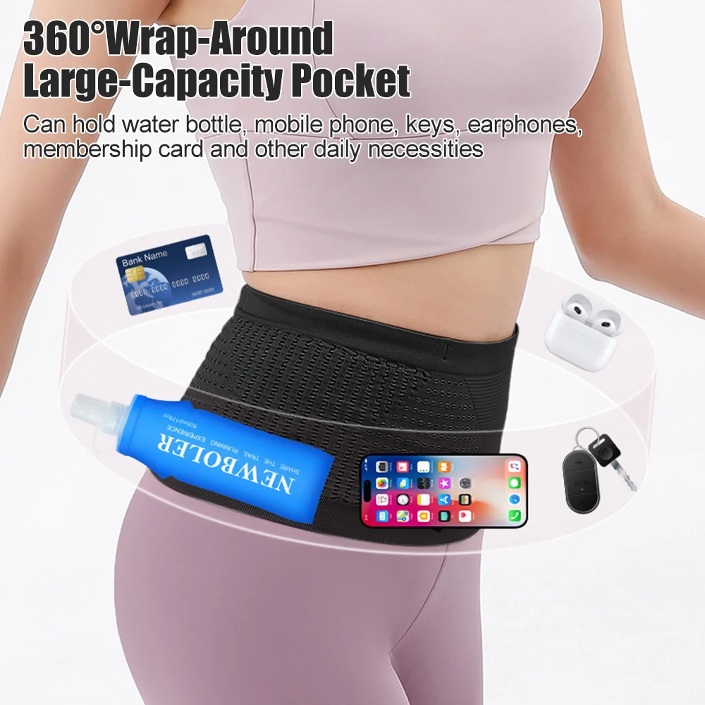Running Waist Bag Men Women Invisible Elastic  Running Belt Hydration Waist Pack Phone Waist Belt Bag Gym Fitness Marathon 3