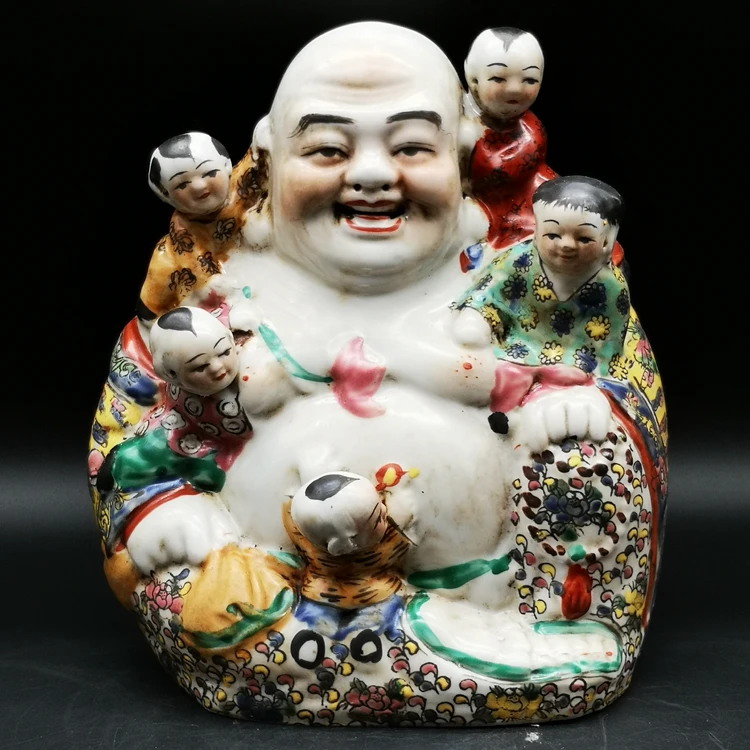 

20,5 см */Изысканная китайская красочная фарфоровая статуя Будды и прекрасная детская статуя благоприятного здоровья статуя Будды