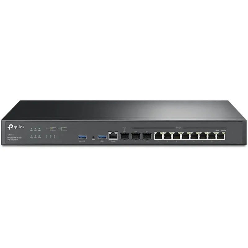 TP-Link ER8411 | Enterprise Wired 10G VPN Router | Up to 10 WAN Ports | High Network Capacity | SPI Firewall | Support Omada SDN