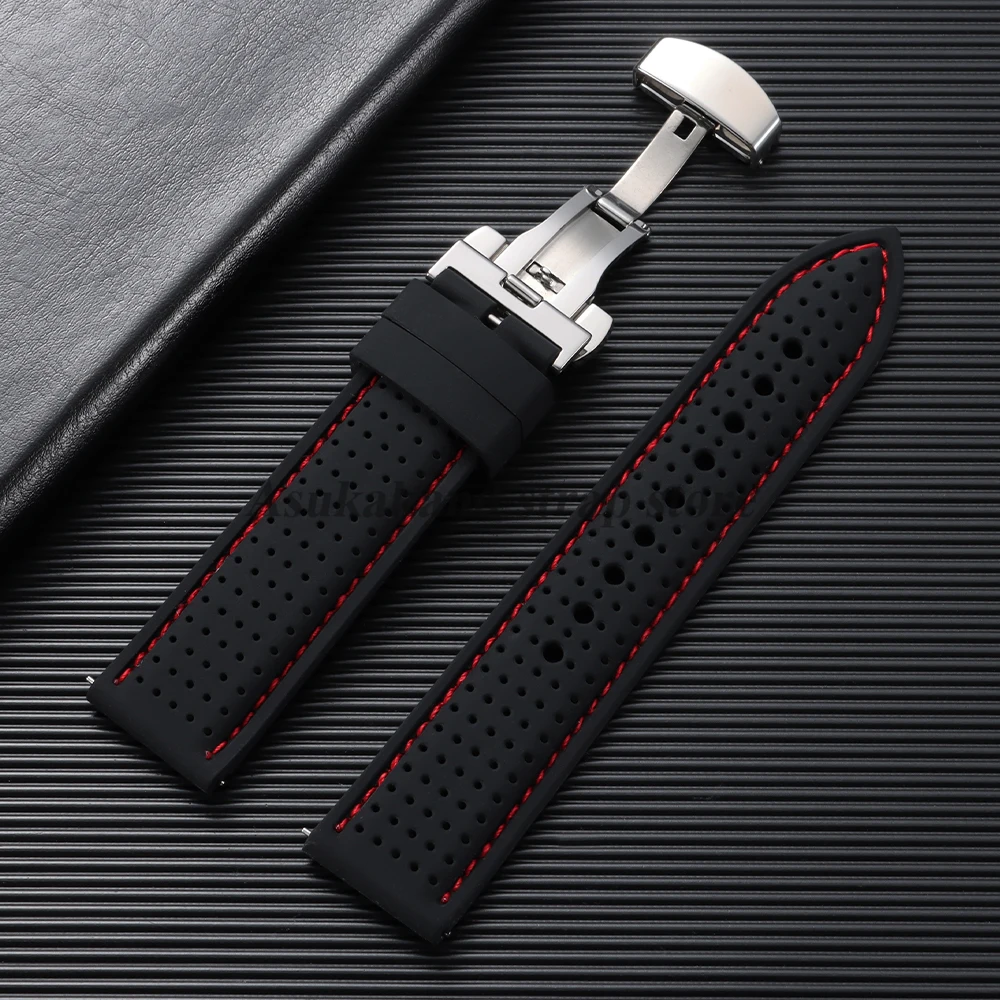 Breathable Silicone Watch Band with Butterfly Buckle