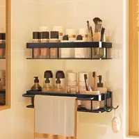 Kitchen Storage Rack Space Aluminum Sink Tool Sponge Rag Organizer Self Adhesive Bathroom Cosmetic Shelf 2