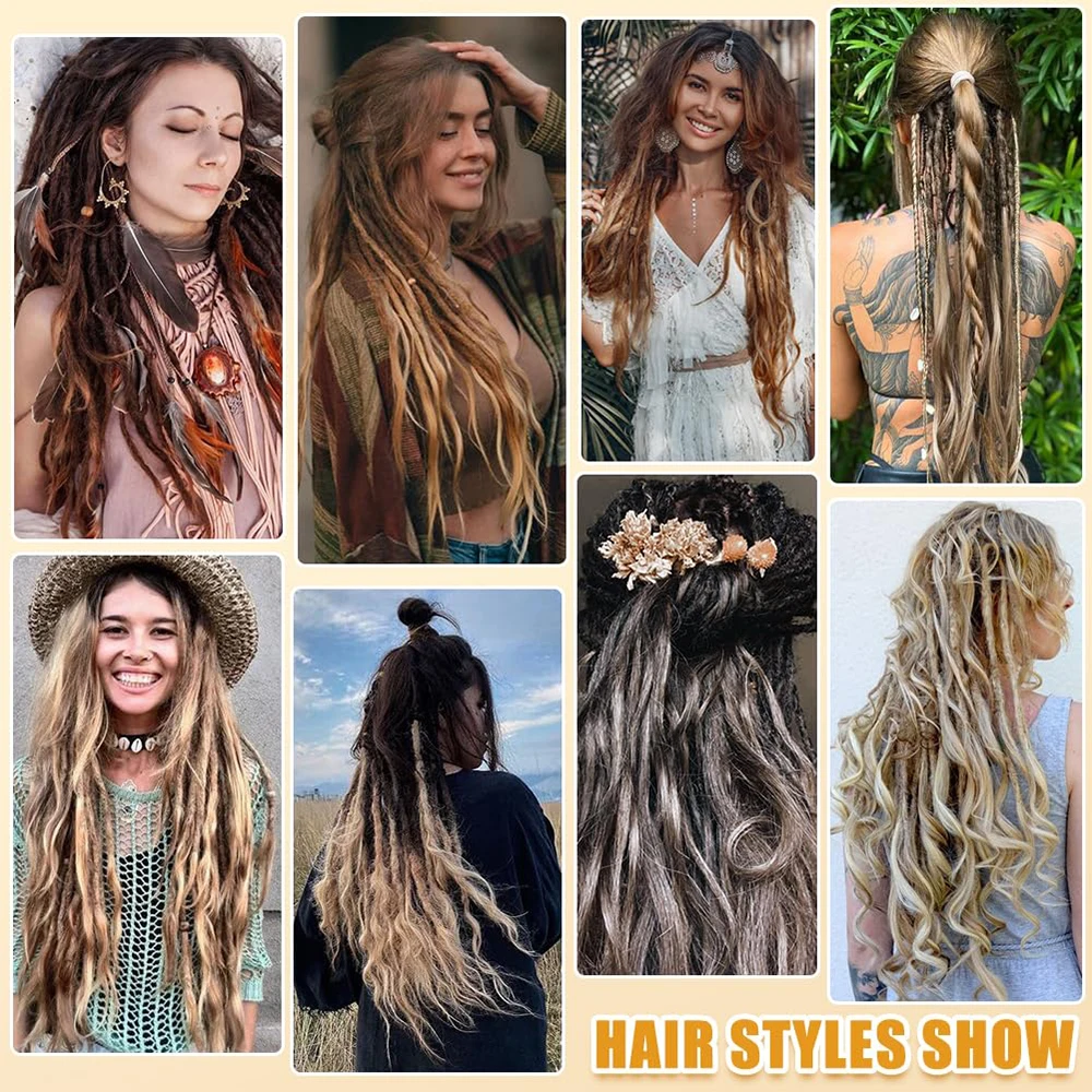 26inch Ombre Synthetic Double Ended Dreadlock Dreads Handmade Crochet For Rock&Roll Hippie Hair 10 Strands/Pack For Women Party 5