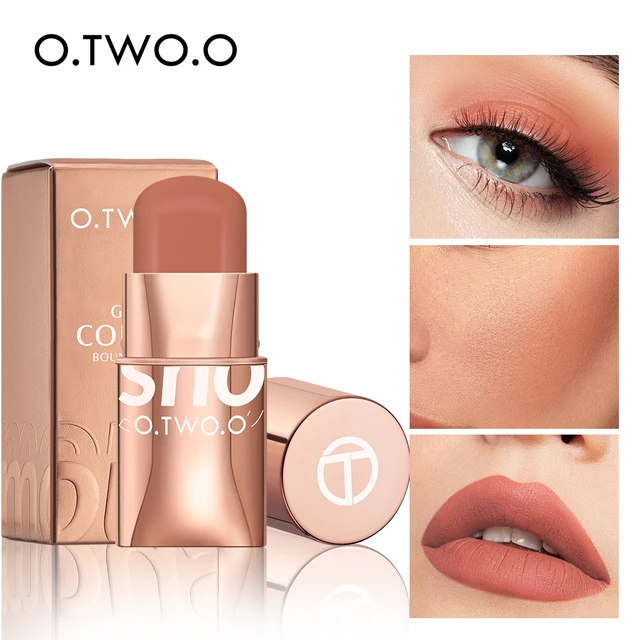 O.TWO.O Lipstick Blush Stick 3-in-1 Eyes Cheek and Lip Tint Buildable Waterproof Lightweight Cream Multi Stick Makeup for Women 1