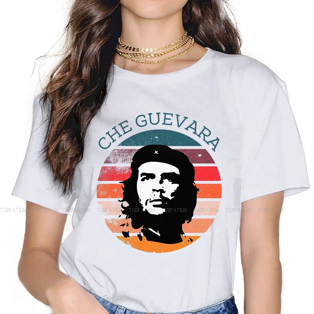Guarda Le Più Nuove Magliette Che Guevara Argentina Donna Graphic Fabric Tops T Shirt O Neck