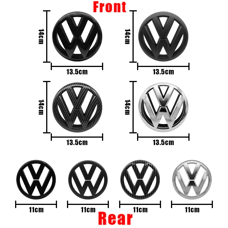 폭스바겐 135mm 자동차 전면 그릴 배지 및 110mm 리어 트렁크 엠블럼 뚜껑 로고 액세서리 (VW 골프 6 MK6 5K0853601C 5K0853630 용)