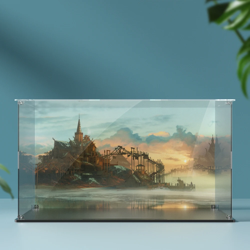 Acrylic display box for lego 21343 display case for Viking Village building block dustproof clear showcase  bricks storage box 2