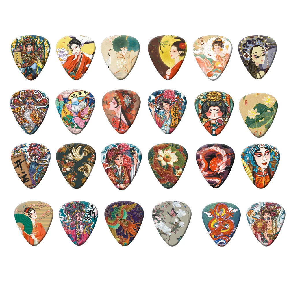 0.46/0.71/1.0Mm 10Pcs Guitar Paddles Chinese Style Acoustic Guitar Picks Musical Instrument Accessories Pick Accessories