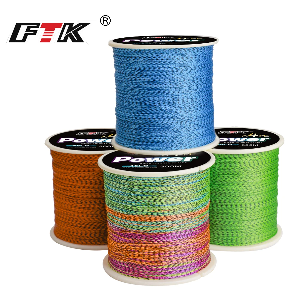 FTK 300 500m X4 Fishing Line 0.16 0.35mm 6.81 20.43LB PE Braided Line Super Strong Multifilament Fishing Wire For Carp