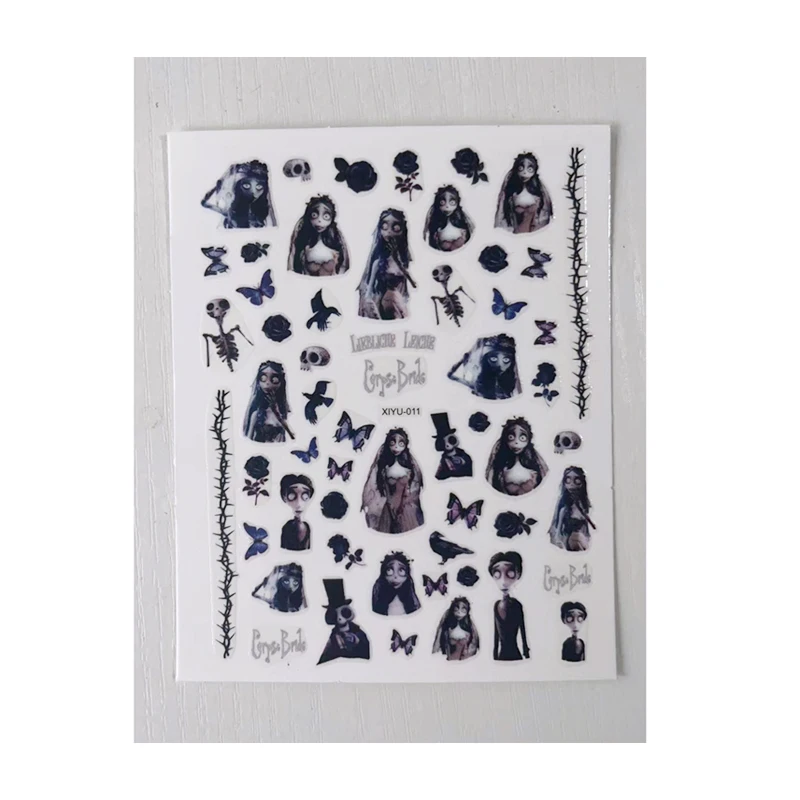 1PCS Love Cross Frog Cherry Butterfly Magic Hat Witch Nail Sticker DIY Art Nail Design Decal Dticker