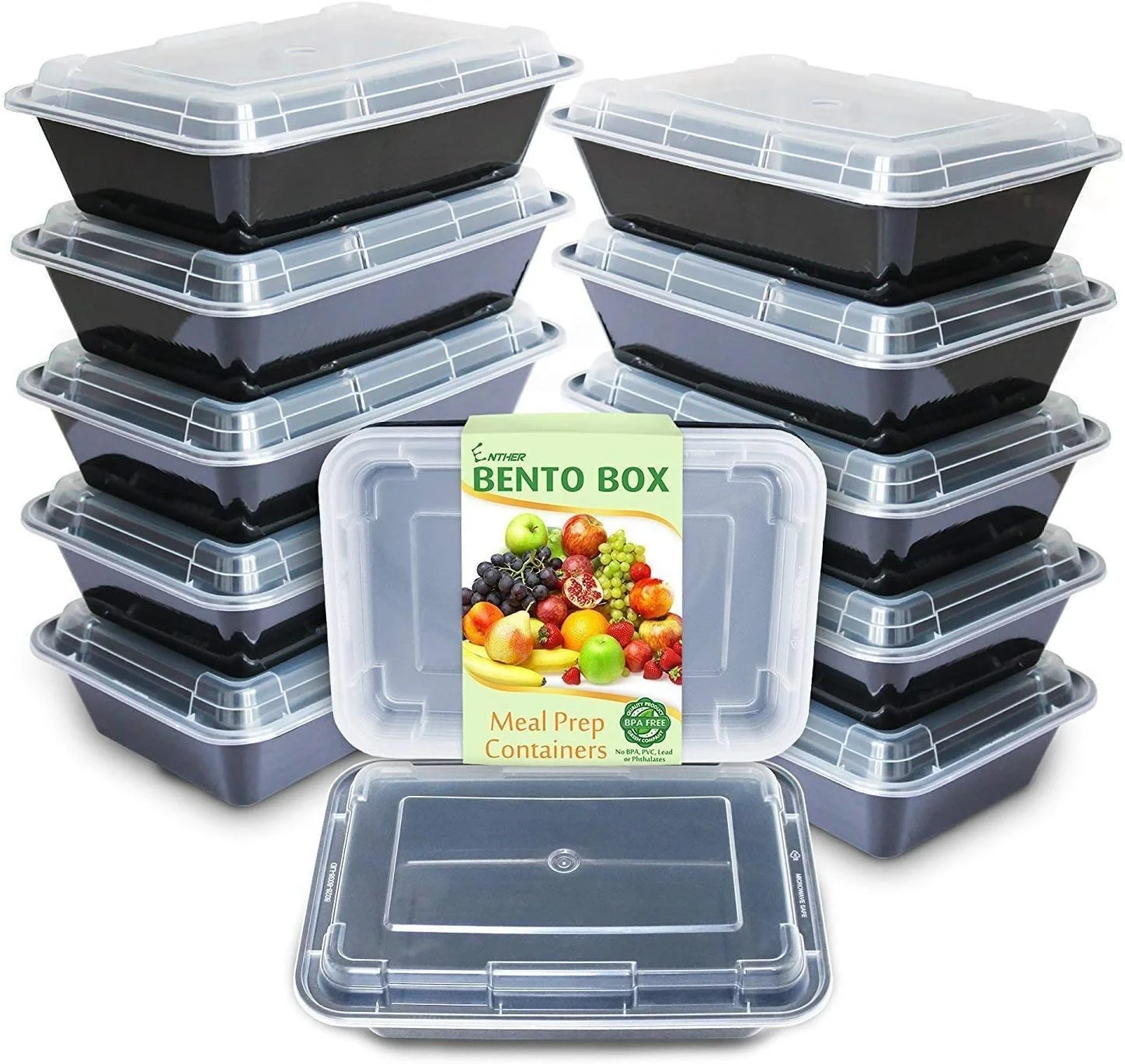 10 Plastic Disposable Food Containers Meal Prep Microwave Food Storage Containers with Lids Bento Lunch Box Fridge Storage Boxes