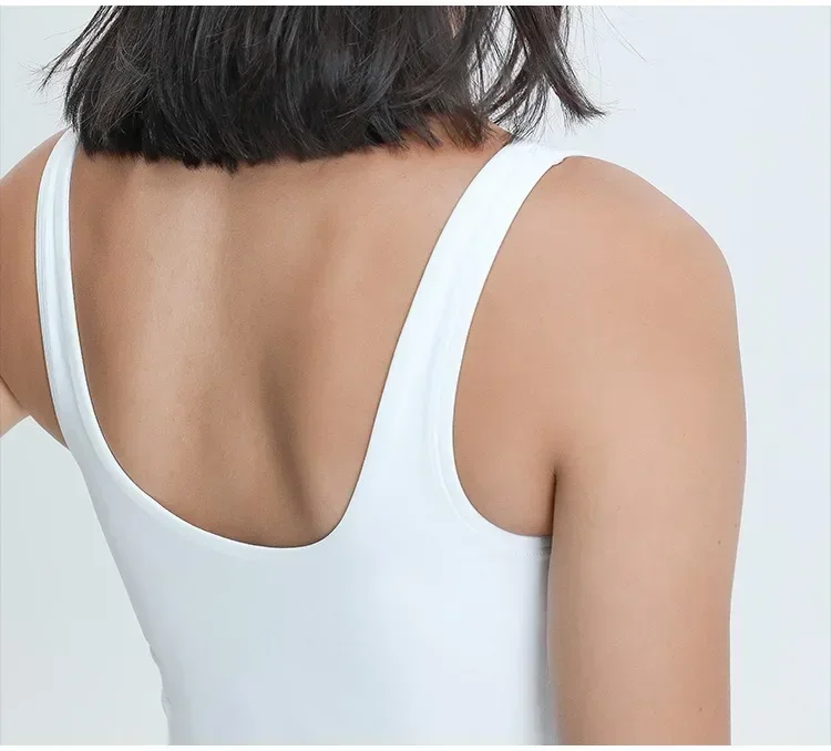 Lemon Women Sport Vest Padded Wireless Gathering V Neck U-Shaped Back Stretchy Workout Gym Yoga Bras Women Long Length Tank Top