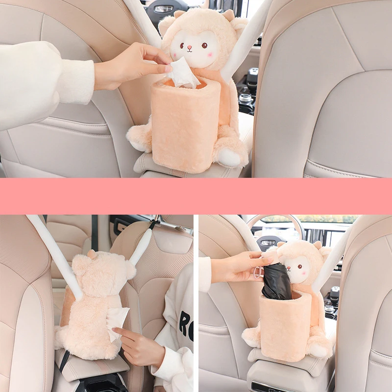 2 In 1 Cute Cartoon Car Tissue Box Creative Lovely Rabbit Short Plush  Tissue Box Holder For Car Armrest Box Car Seat Tissue Box - Stowing Tidying  - AliExpress