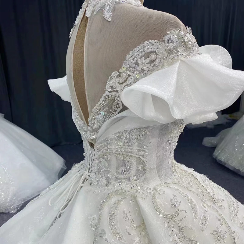 Stylish Wedding Gown For Bride 2022 Organza Ball Gown o-Neck Dresses For Women 2022 Pearls MN75 Vestido De Novias 2022 4