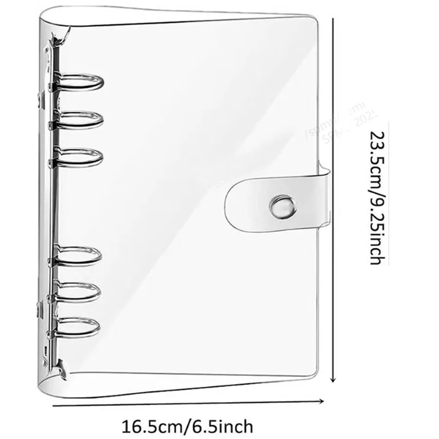 Clear PVC 6-Hole Loose Leaf Binder Cover for DIY Journals and Diaries