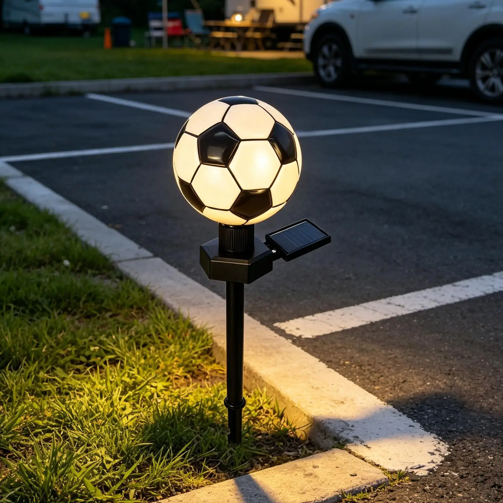 야간 조명 축구공 모양 방수 장식 램프 랜턴 축구공 모양 태양광 조명 야외 마당 잔디밭 정원 통로 산책로용