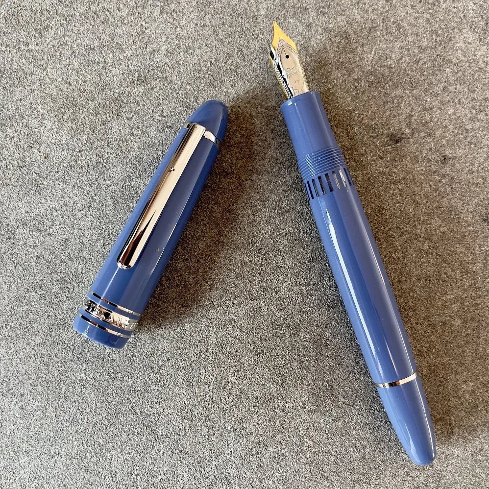 Mb Pen Monte Mesterbloccato 149 Blu Argento Clip Blacne Inchiostro Fontana Penne Piuma Per Scrivere Regalo Con Numero Di Serie