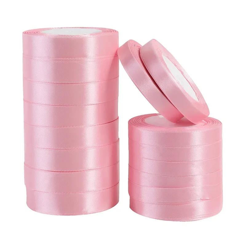 Elegant Pink Silk Satin Ribbon - 25 Yards for DIY Crafts, Gift Wrapping & Special Occasions