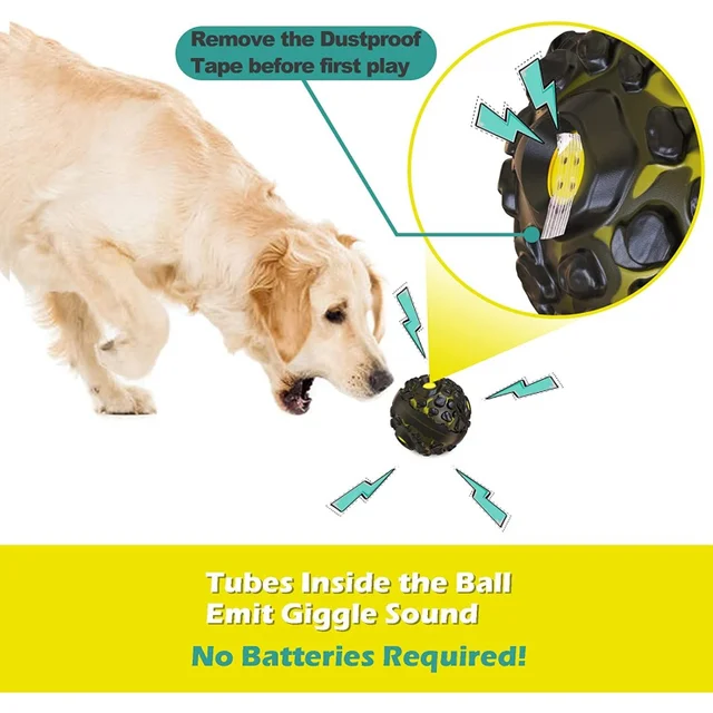 Dog Toy Ball  Interactive Fetch Dog Ball with Fun Squeaky Giggle Sound, Durable for Small Medium Large Dogs, Non-Toxic Elastic 2