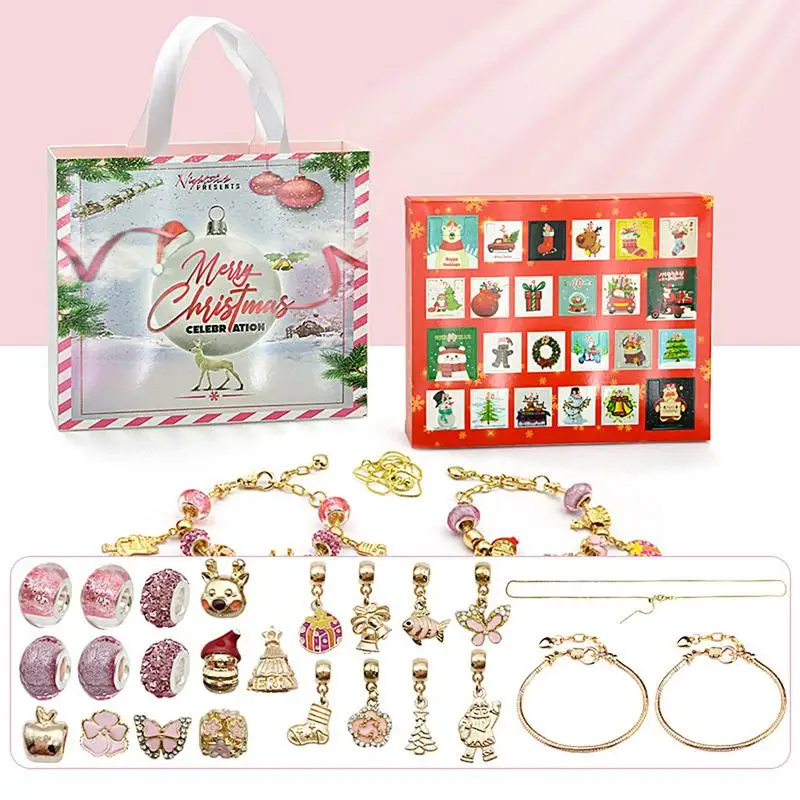 Christmas Advent Calendars Jewellery Merry Christmas Jewelry Kit Box Princess Makeup Jewelry Countdown Calendars Girls Advent