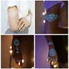 Blue Luminous Henna Tattoo Sticker Girls Tribal White Lace Lotus Tattoos Mandala Flower Fake Jewelry Pendant Temporary Tattoo 5