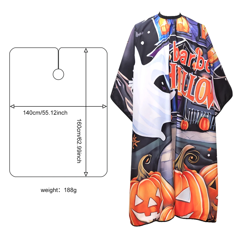 Halloween Friseur Schürze Friseur Kleid Friseur Kürbis Muster Haarschnitt Stoff anti statische Haars tyling Umhänge Friseur Werkzeuge – Detail 3