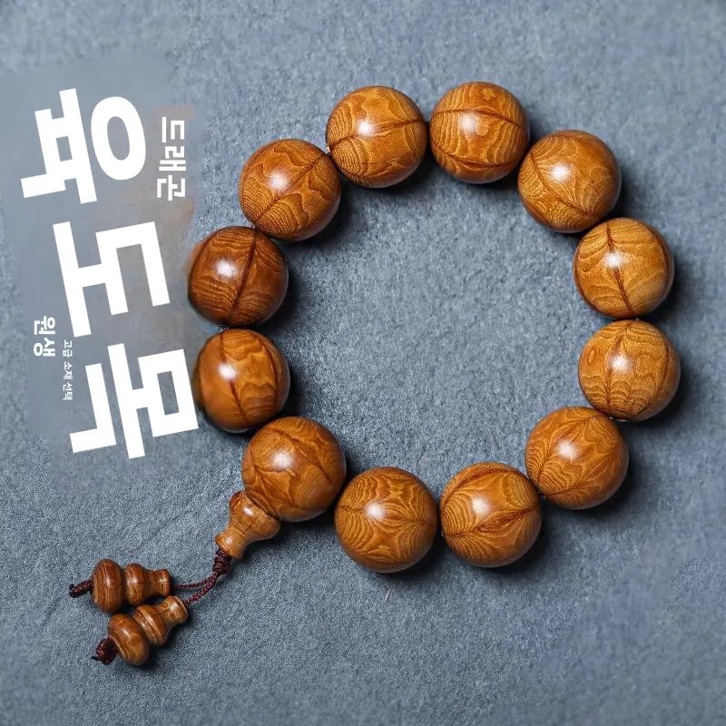프리미엄 느낌 불교 비즈 팔찌 여성용 육경목 용이하목 보호 부적 천연 소재 팔찌