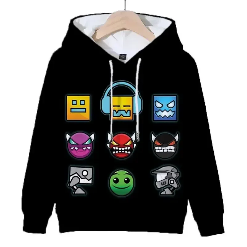 thumbnail image 1 of Sudadera con capucha para hombre Game Geometry Dash con estampado gráfico 3D, moda urbana de otoño para niño, sudadera informal de manga larga de gran tamaño, 1 of 5
