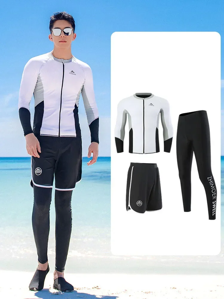 Women's Men's Long Sleeve Rash Guard, Quick Dry Swim Shirt+Trunks+Shorts With Bikini Full Body Water Surf Swimsuit Bathing Suit