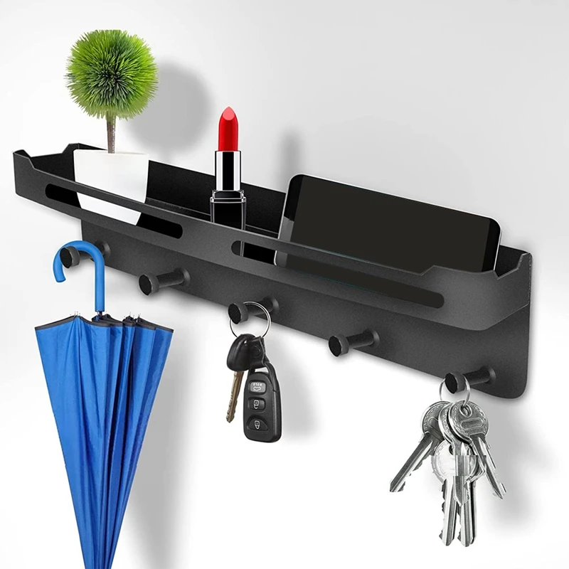 Promotion! Key Holder With Shelf Self-Adhesive No Drilling Required Modern Hanger Board Organiser |