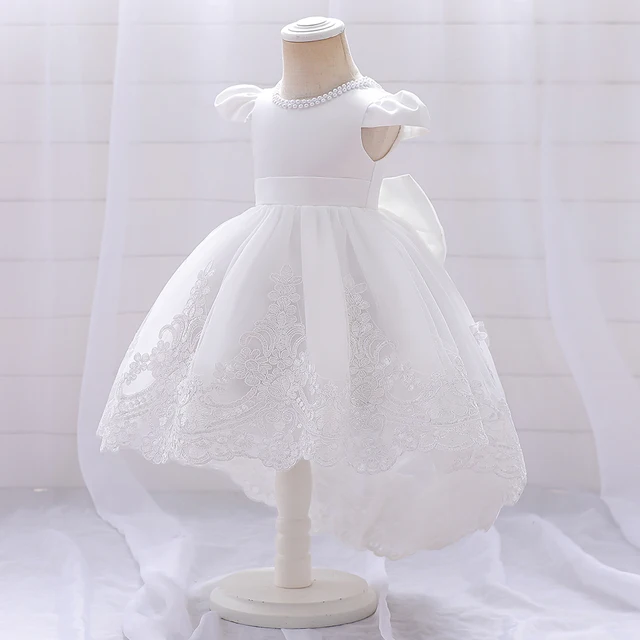 Robe De Fête Pour Fille Avec Nœud Papillon Et Tutu - Dentelle, Sans Manches, Pour Baptême, Noël, Occasions Spéciales 0-6 Ans