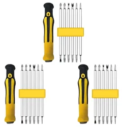 Multifunctional 12 - in - 1 Magnetic Precision Screwdriver Set with Cross and Flat Heads (3 Sets)
