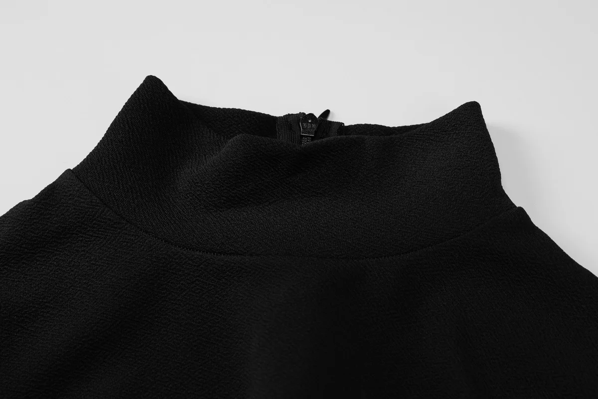 Autumn Fashion Black Mini Dress Female Lace-Up Slim Patchwork High Waist Long Sleeve Sexy Solid Dress Women Bandage Dress