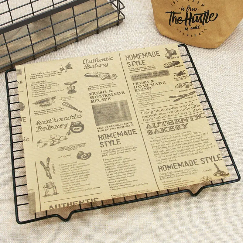 50Pcs/Lot Oil-Proof Wax Paper Food Grade Wrapping Paper for Sandwich Hamburger Fries Dessert Candy Bread Kitchen Baking Tools