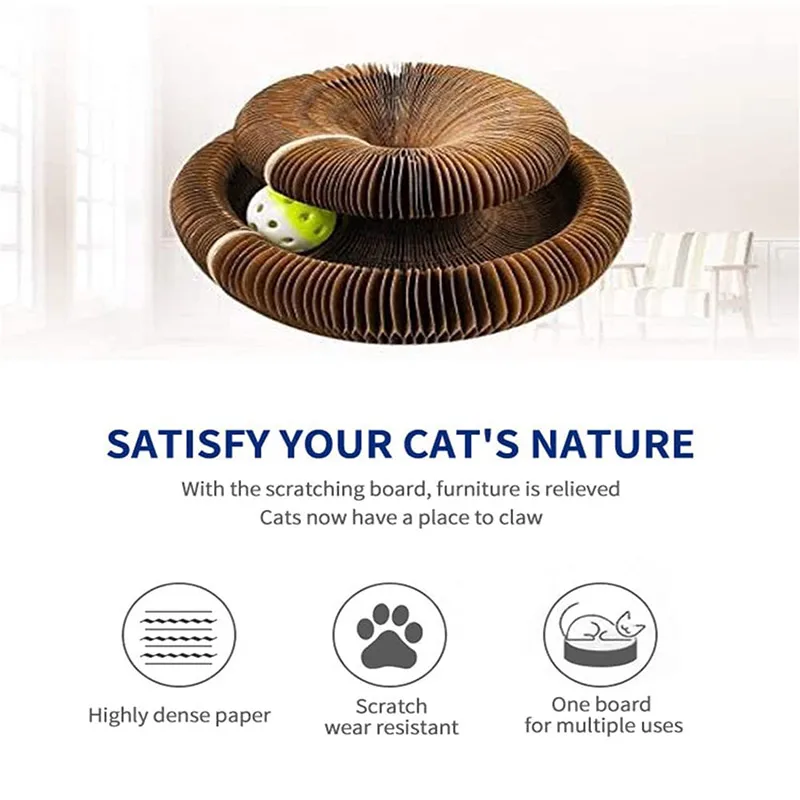 Magic Organ Cat Scratching Board Grinding Pet Toy Scratchers With Bell Corrugated Paper Folding Cats Play Funny Kitty Supplies